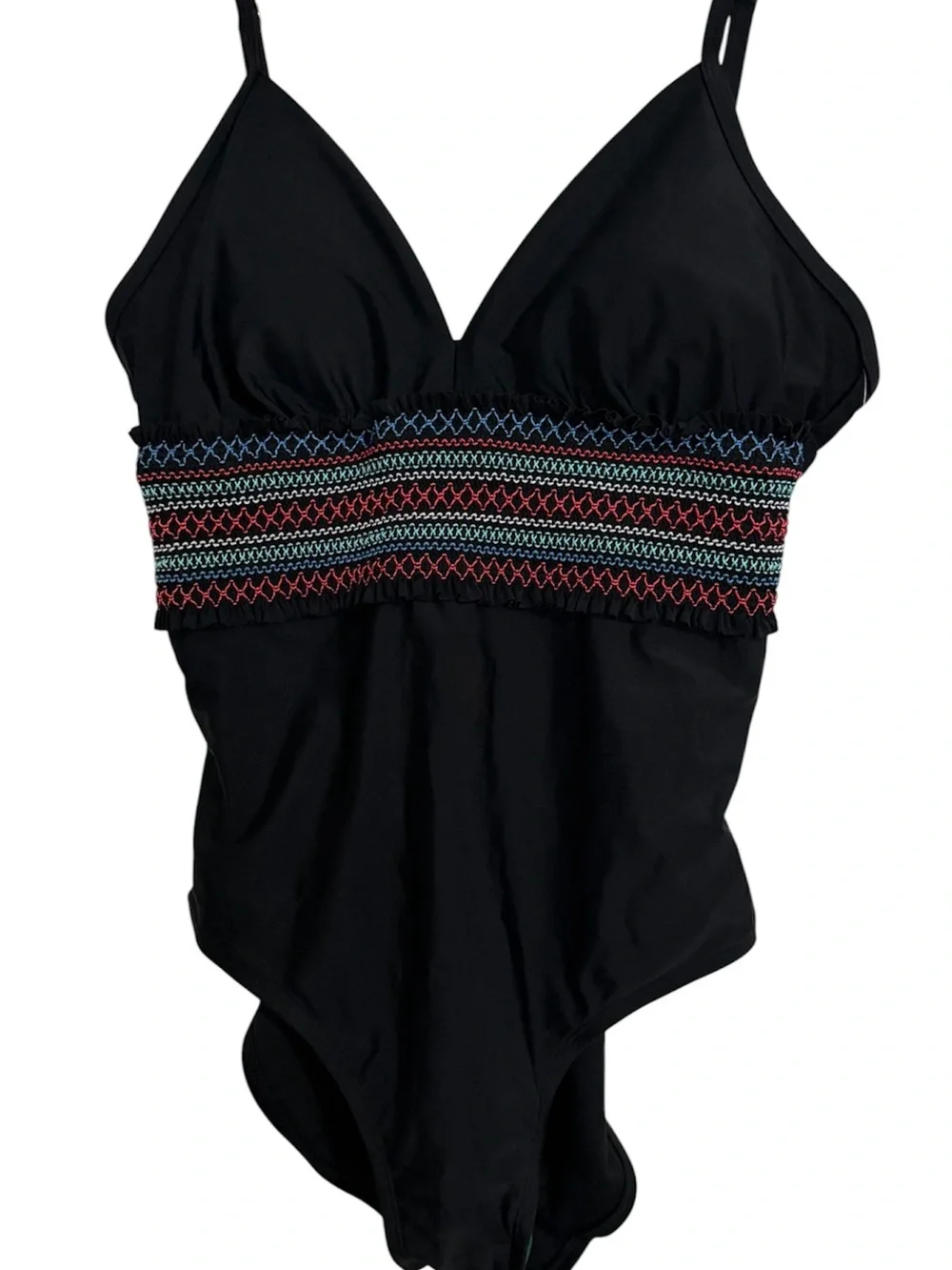 Dip NWT Black One-Piece Swimsuit with Multicolor Band -L